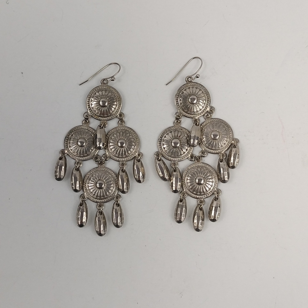 Boho Silver Tone Dangle Earrings